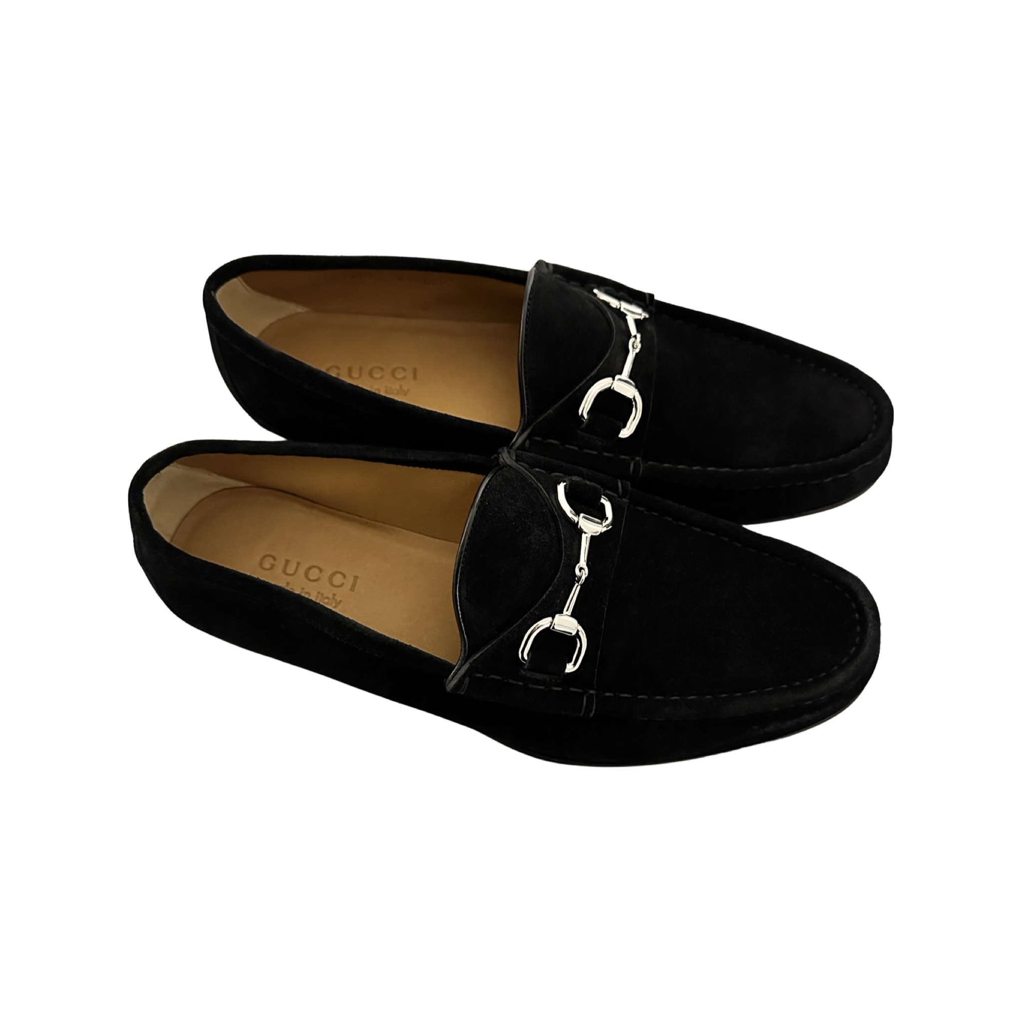 Gucci black sales suede horsebit loafers