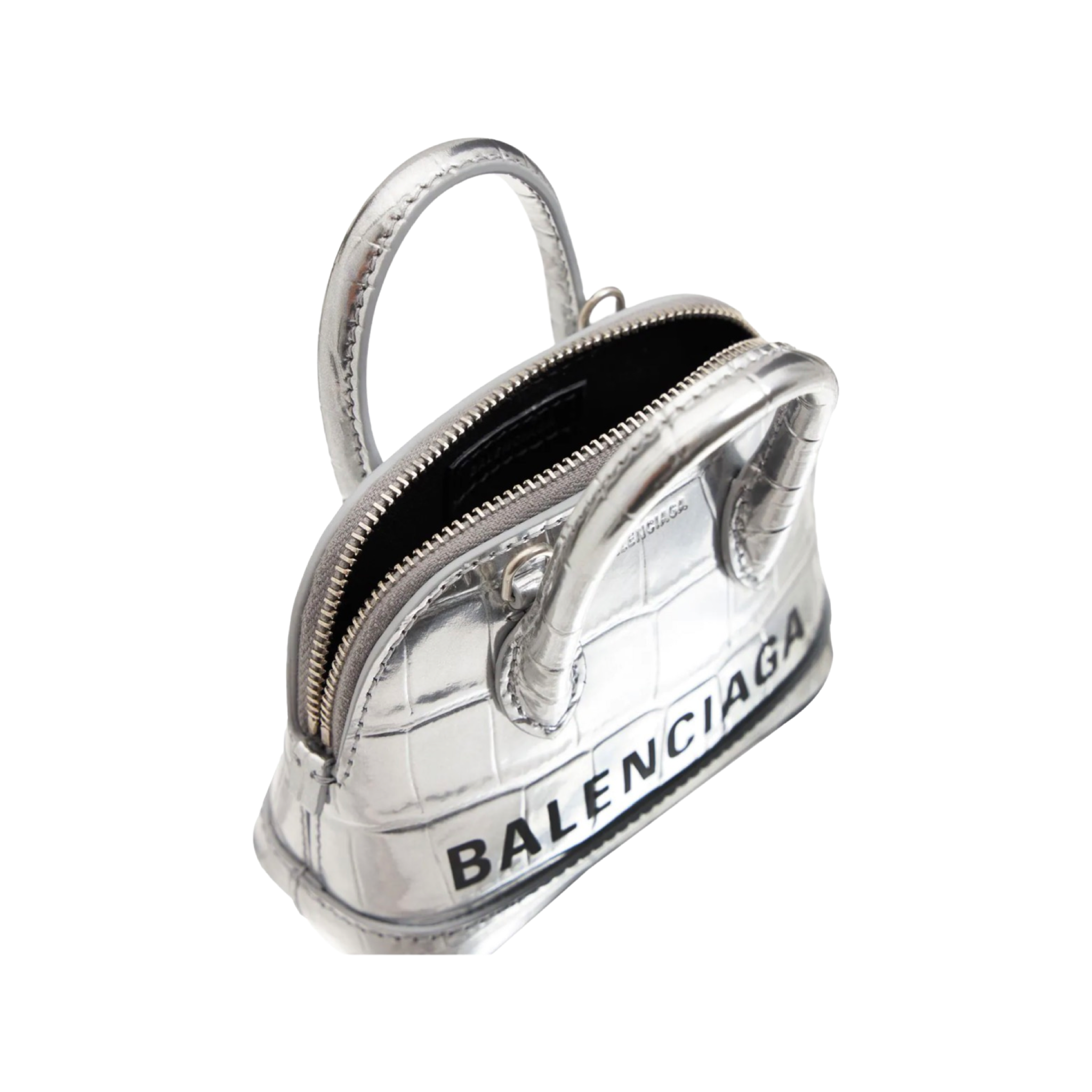 Balenciaga Women's Ville XXS Handbag Metalilzed Crocodile Embossed