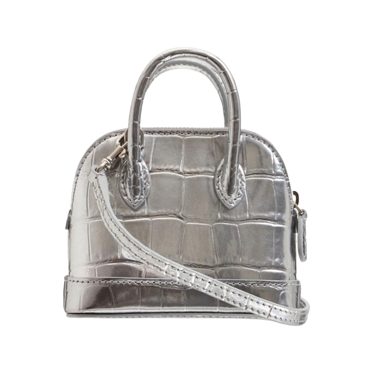 Balenciaga XXS Ville Croc-Embossed Leather Top Handle Bag